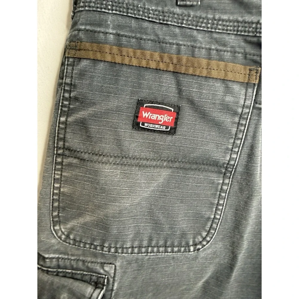 Wrangler Workwear Men's Size 34 Ripstop Carpenter Cargo Work Shorts Gray 23153